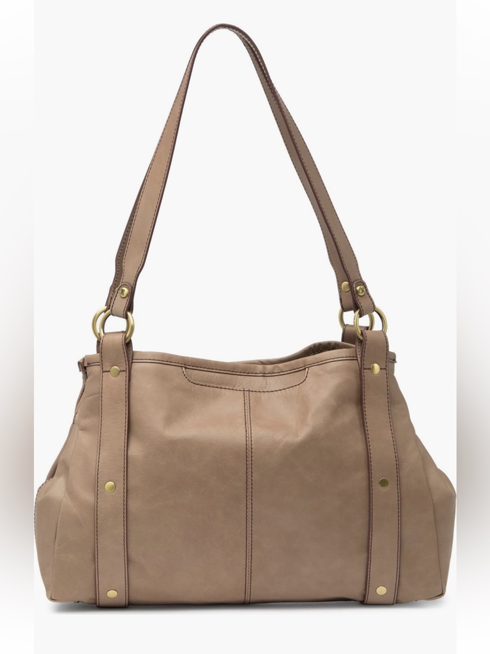 Hobo Brand Classic Taupe Gray Leather Shoulder Bag